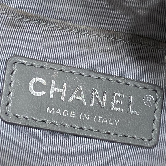 Chanel drawstring Metallic Calfskin Studded Chevron Quilted Crossbody - Picture 11 of 13